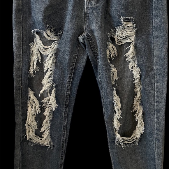 blue savvy high wasted ripped jeans - Picture 3 of 6